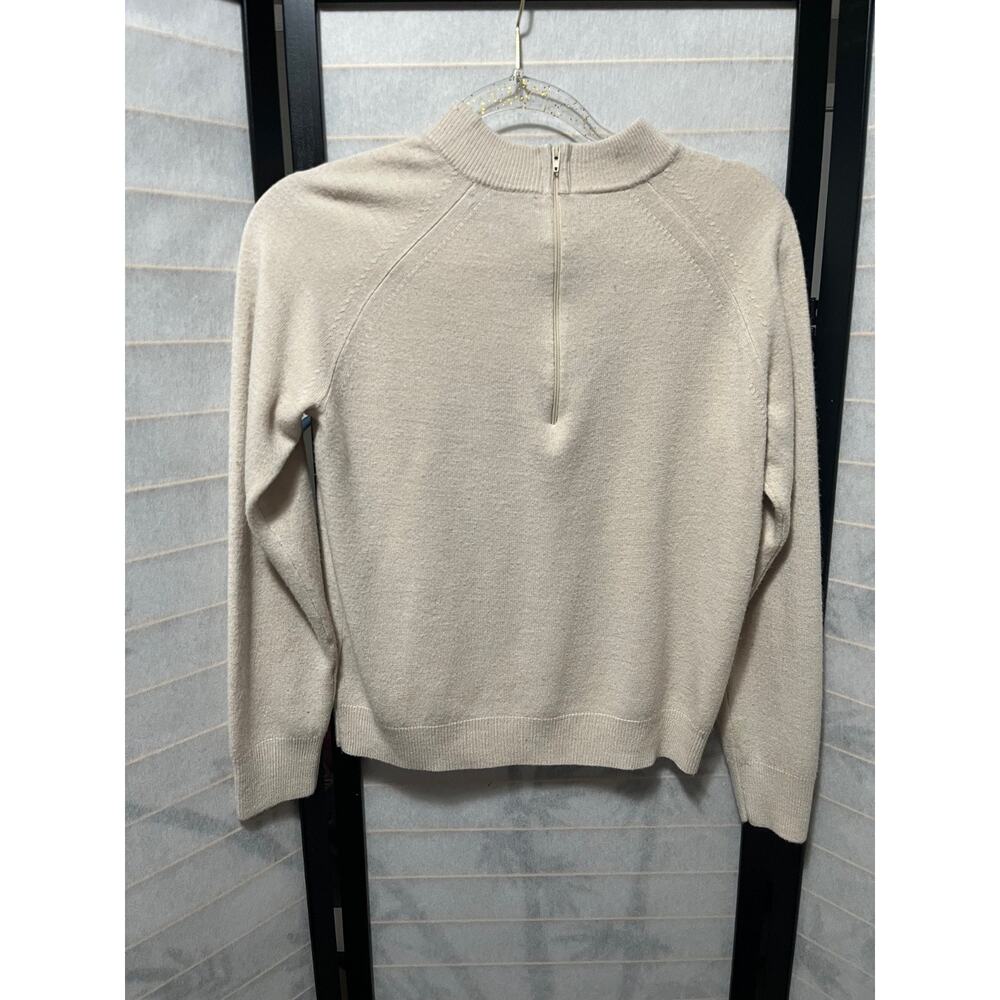 Designers Original Quarter Zip Sweater Small Beige Knit Chic Neutral Minimalist
